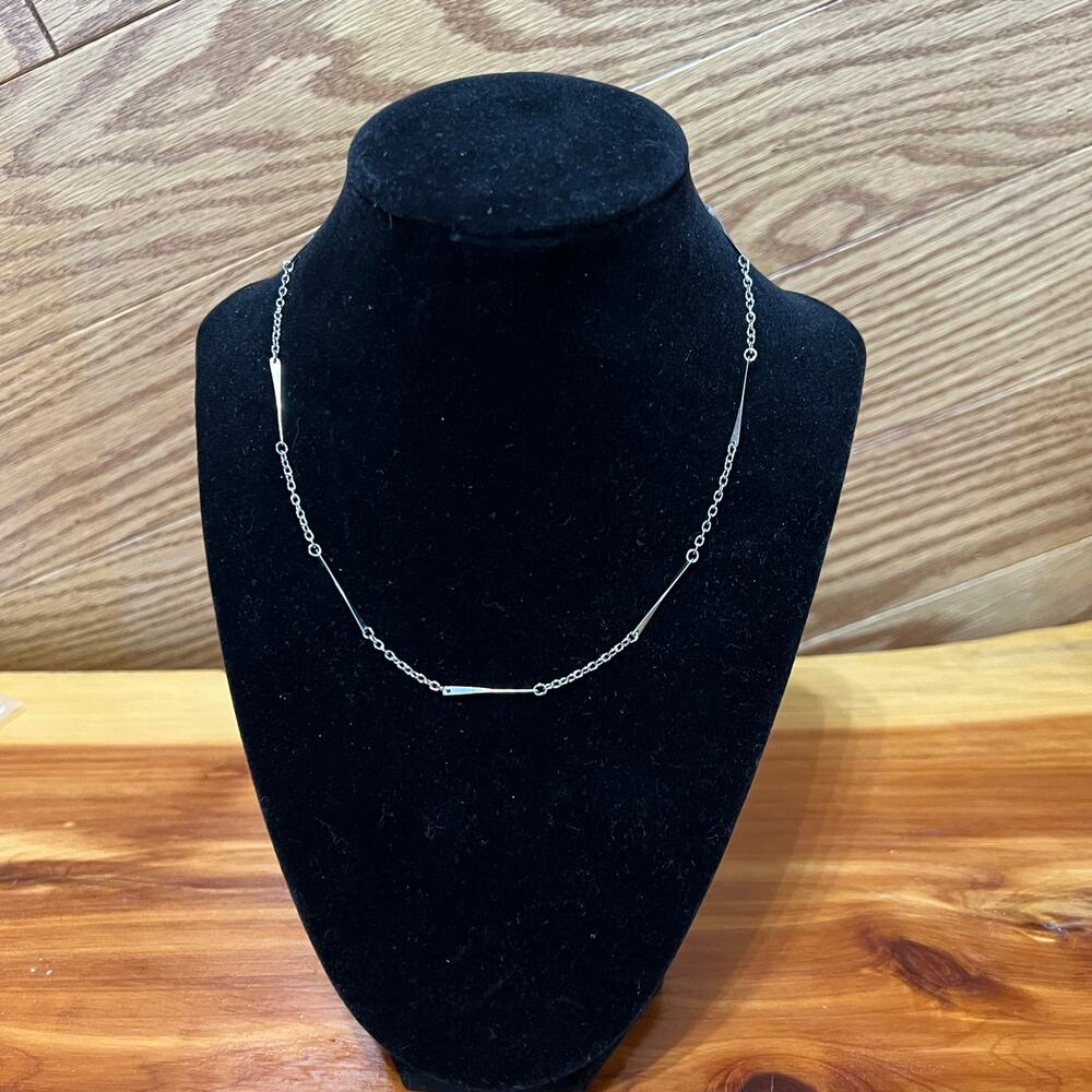 Vtg 1950's MCM Thin Delicate Silver Tone Light Layering Necklace Lobster Clasp
